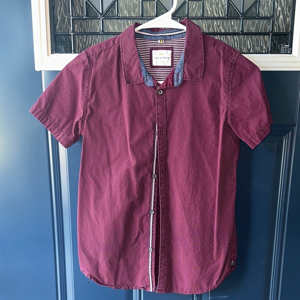 Cactus Boy's Maroon Button Down Shirt